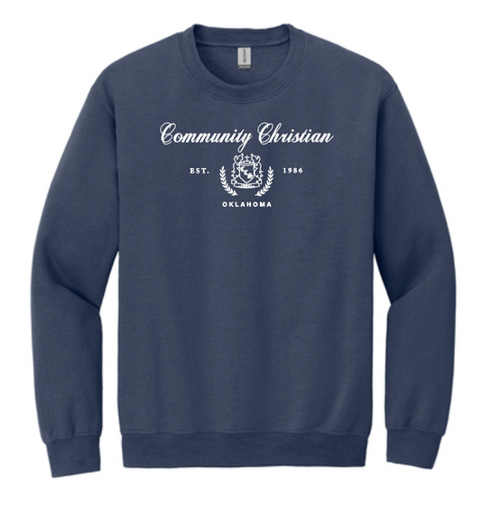 Crest Crewneck Sweatshirt (screen print)(navy)