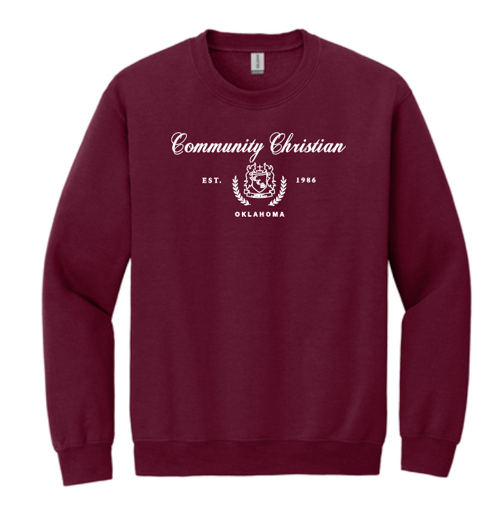 Crest Crewneck Sweatshirt (embroidery)(maroon)