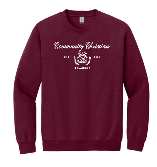 Crest Crewneck Sweatshirt (screen print)(maroon)