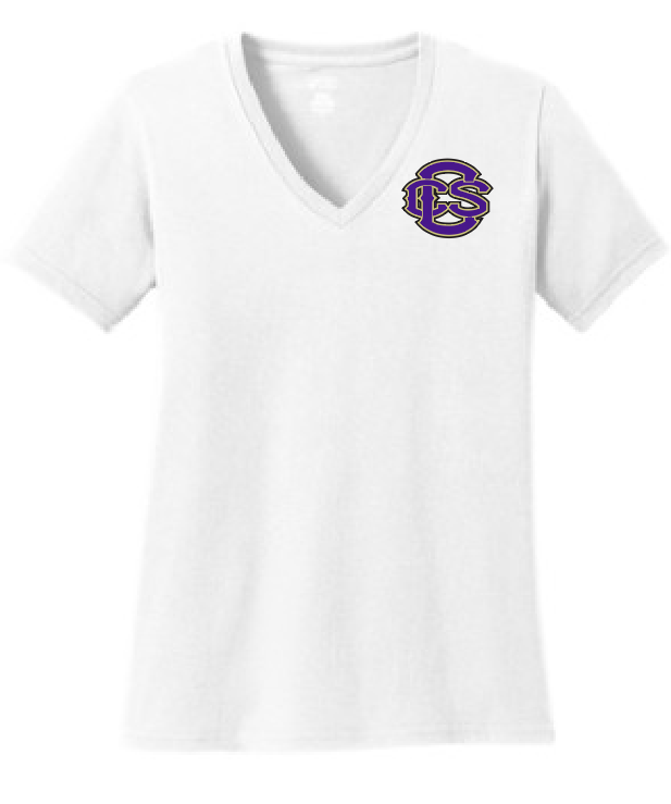 Fan Gear (6475) Port & Co V-neck T-shirt (women)(white)