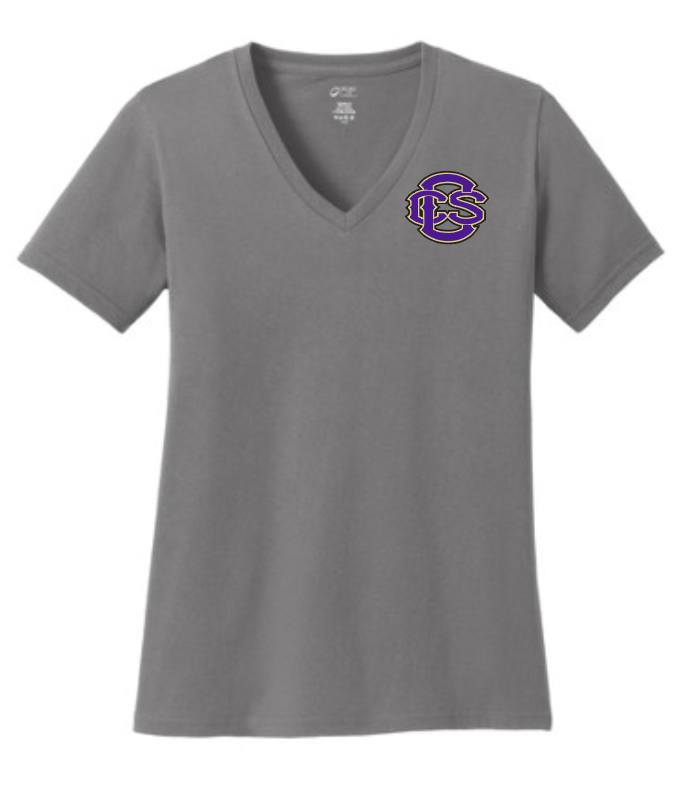 Fan Gear (6475) Port & Co V-neck T-shirt (women)(grey)