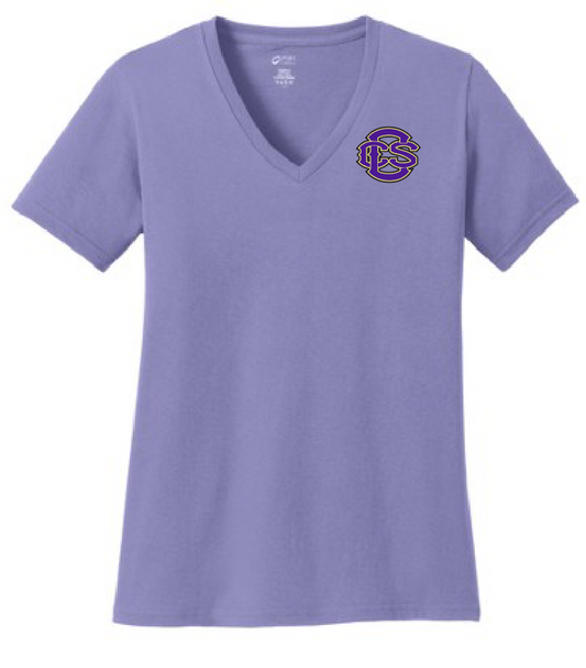 Fan Gear (6475) Port & Co V-neck T-shirt (women)(violet)