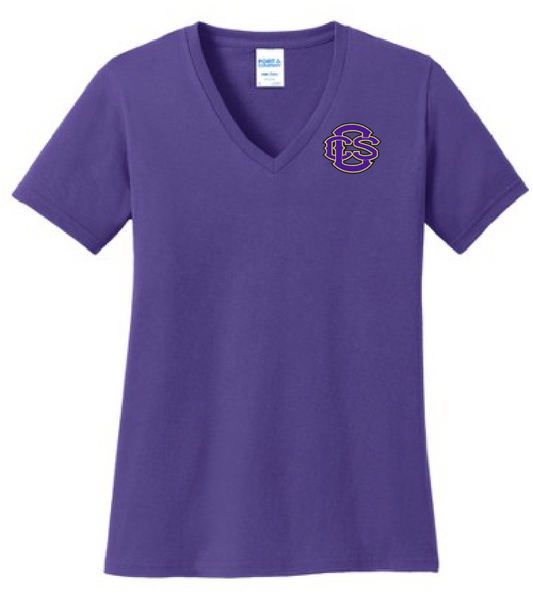 Fan Gear (6475) Port & Co V-neck T-shirt (women)(purple)