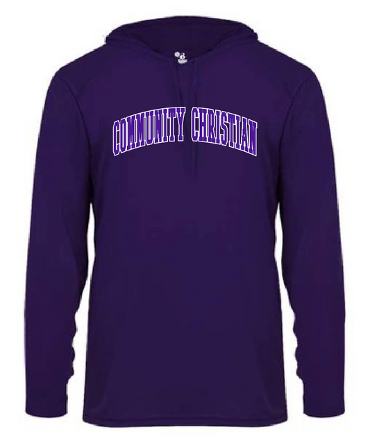 Fan Gear (6470) Badger L/S Hooded Moisture Wicking T-shirt (purple)
