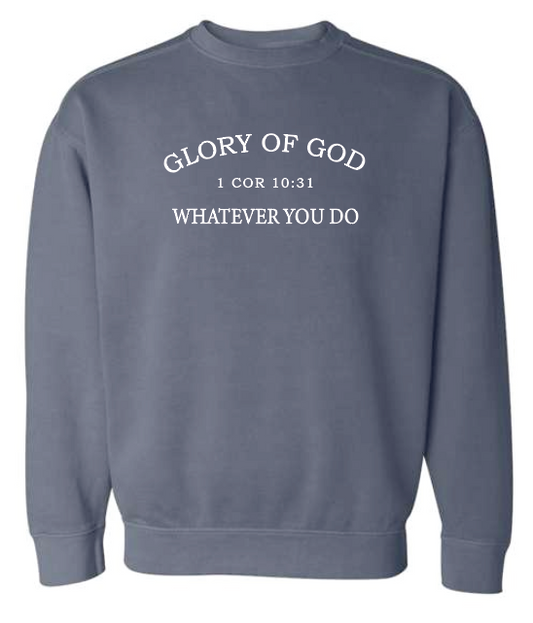 Glory of God Design Comfort Colors Crewneck Sweatshirt (blue)