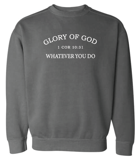 Glory of God Design Comfort Colors Crewneck Sweatshirt (grey)