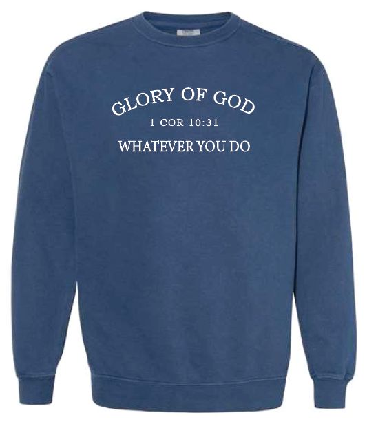 Glory of God Design Comfort Colors Crewneck Sweatshirt (navy)