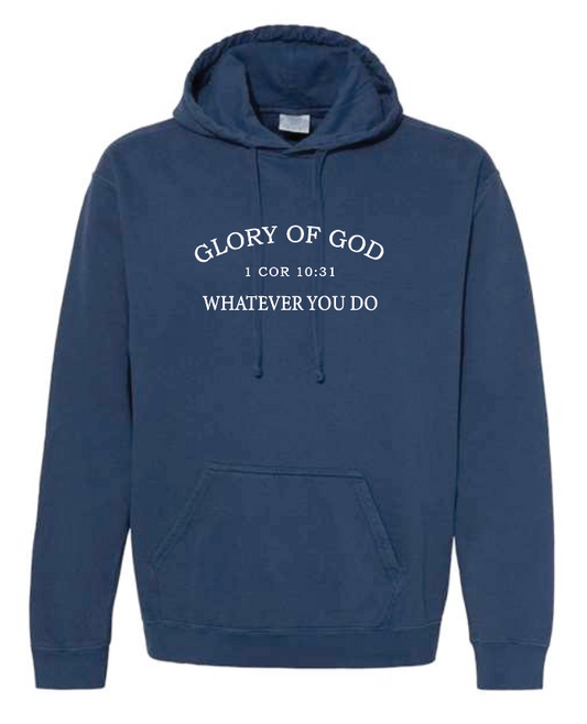 Glory of God Design Comfort Colors Hooded Sweatshirt (navy)