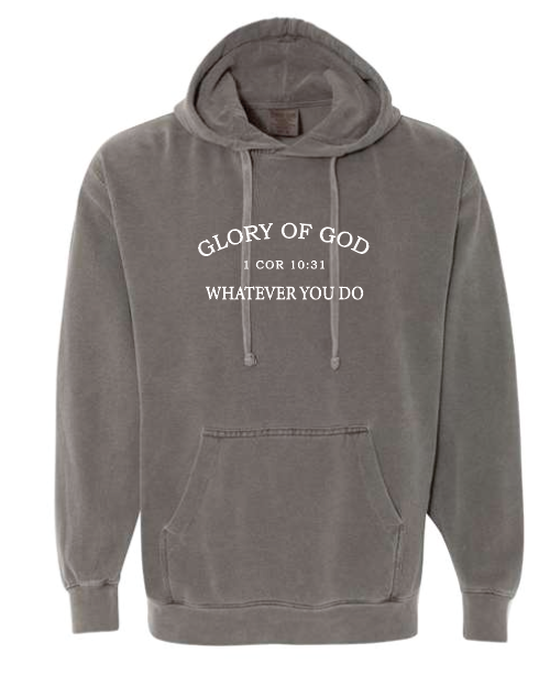 Glory of God Design Comfort Colors Hooded Sweatshirt (pepper)