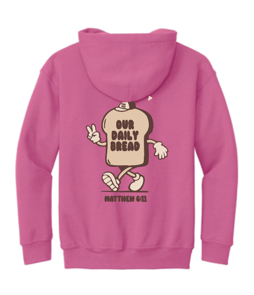 Daily Bread Design Hooded Sweatshirt (pink)