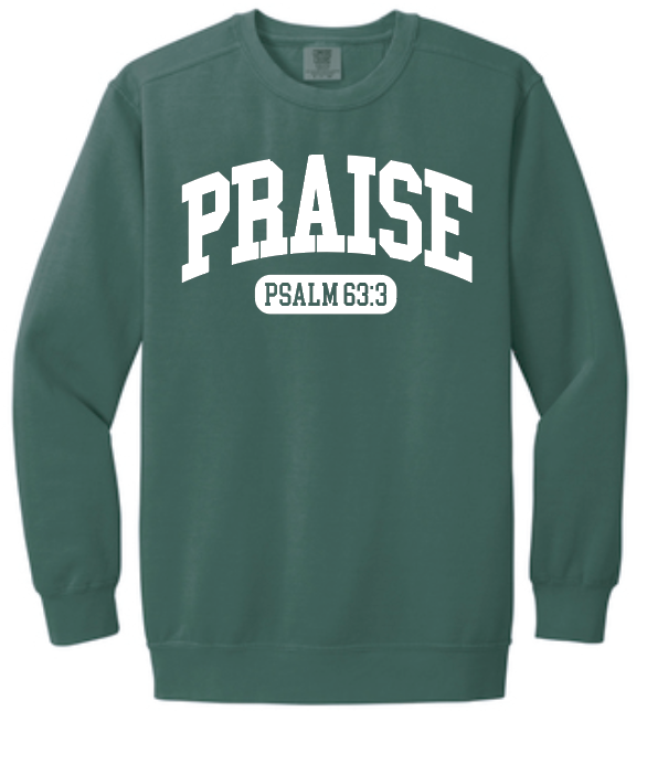 Praise Design Comfort Colors Crewneck Sweatshirt (blue spruce)