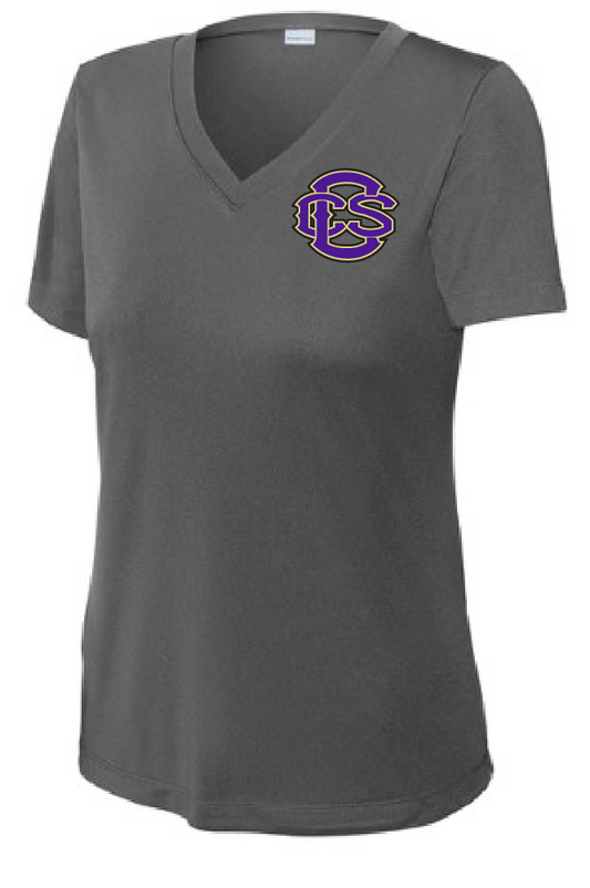 Fan Gear (6475) Sport-Tek V-neck T-shirt (women)(grey)