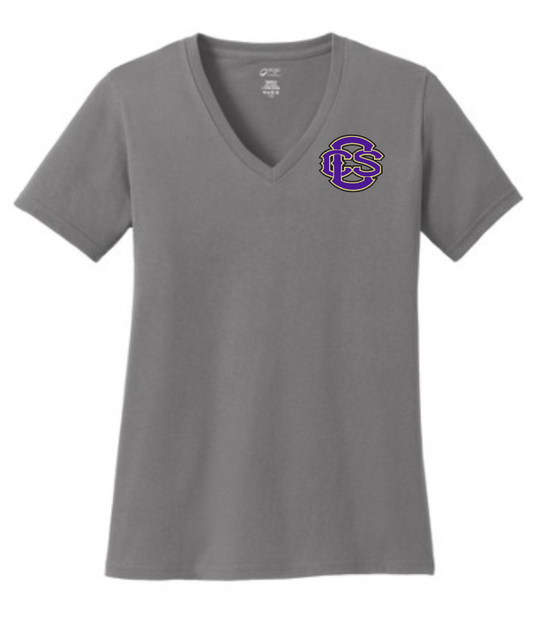 Fan Gear (6475) Port & Co V-neck T-shirt (women)(grey)
