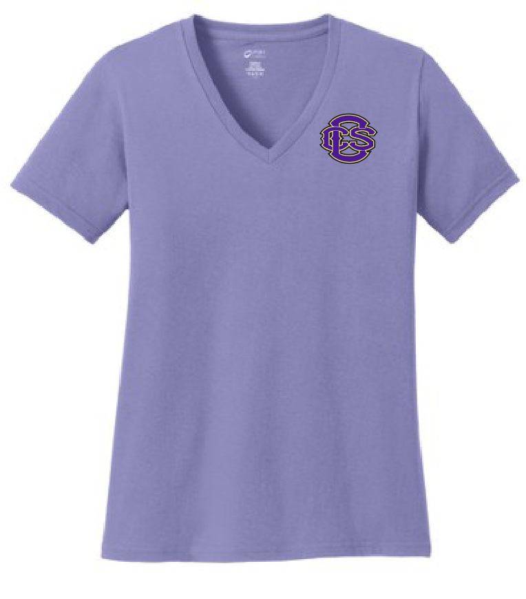 Fan Gear (6475) Port & Co V-neck T-shirt (women)(violet)