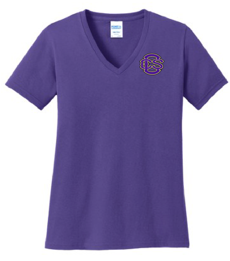 Fan Gear (6475) Port & Co V-neck T-shirt (women)(purple)