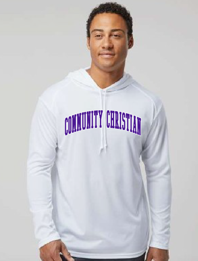 Fan Gear (6470) Badger L/S Hooded Moisture Wicking T-shirt (white)