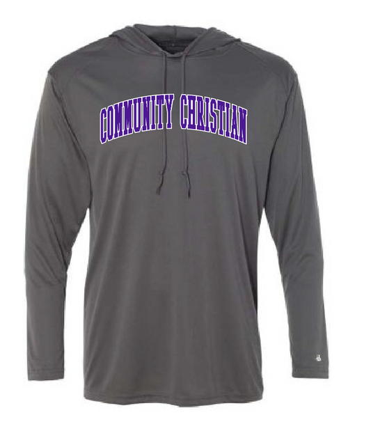 Fan Gear Badger L/S Hooded Moisture Wicking T-shirt (graphite)