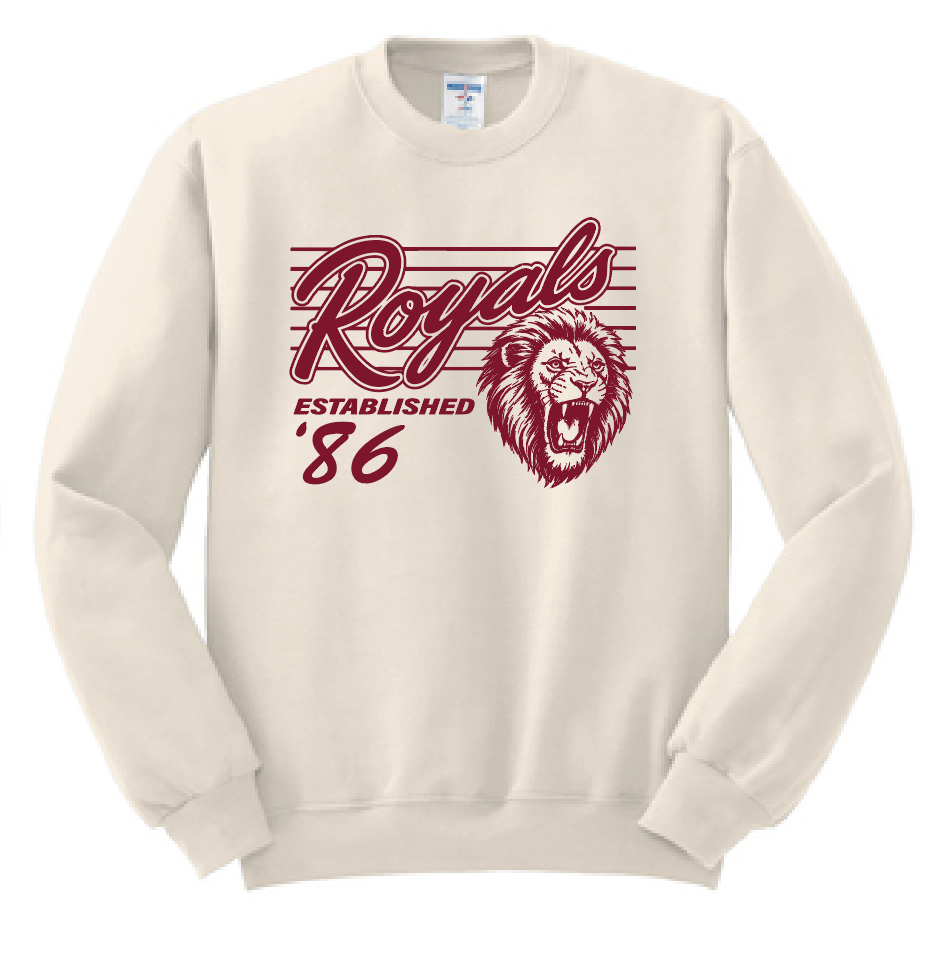 Vintage Royals: Crewneck Sweatshirt (red print)