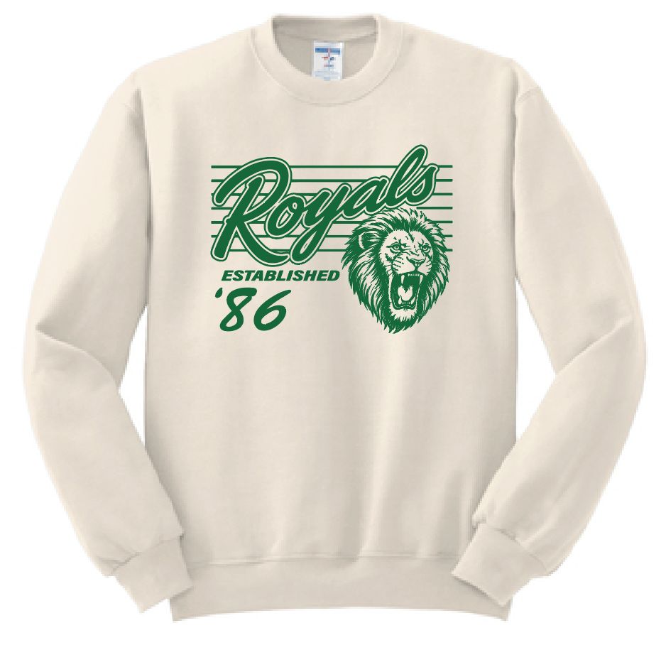 Vintage Royals: Crewneck Sweatshirt (green print)
