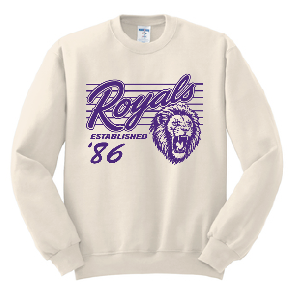 Vintage Royals: Crewneck Sweatshirt (purple print)