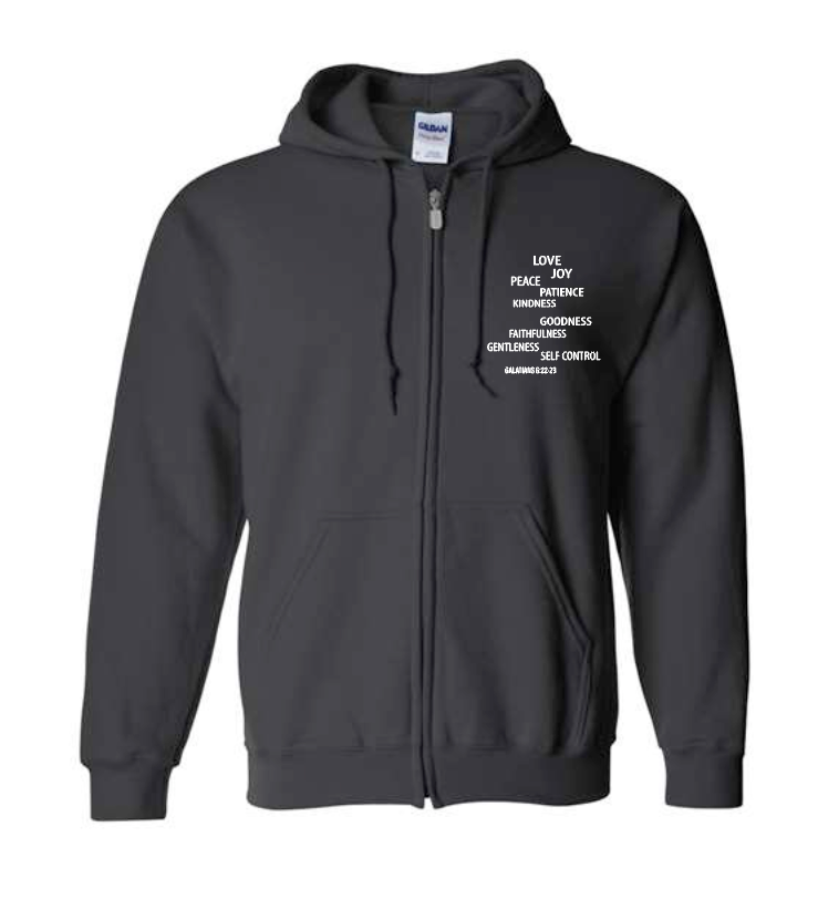 Fruit of the Spirit: Gildan Basic Zip Hooded Sweatshirt (black)