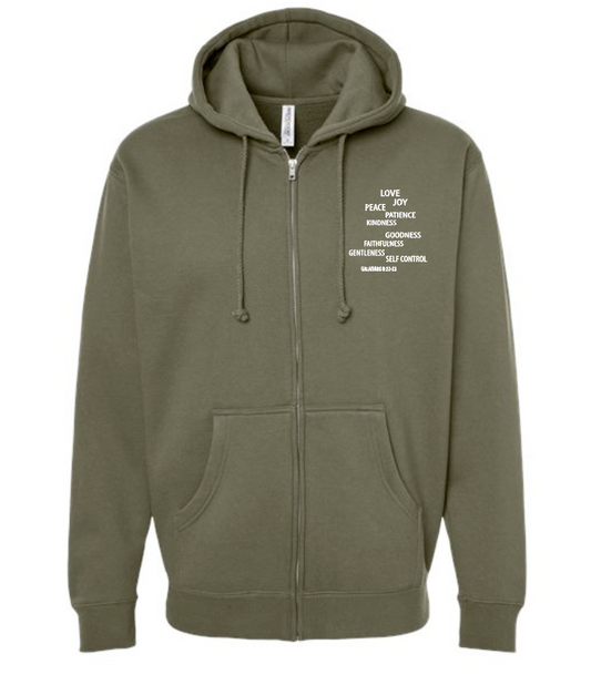 Fruit of the Spirit: Independent Trading Elevated Full Zip Hooded Sweatshirt (army)