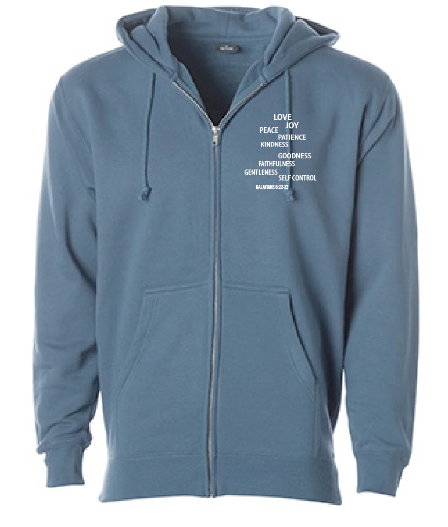 Fruit of the Spirit: Independent Trading Elevated Full Zip Hooded Sweatshirt (blue)