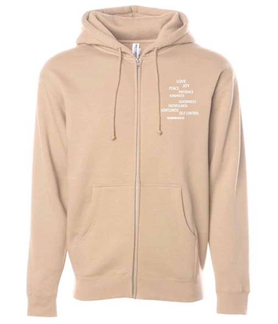 Fruit of the Spirit: Independent Trading Elevated Full Zip Hooded Sweatshirt (sandstone)