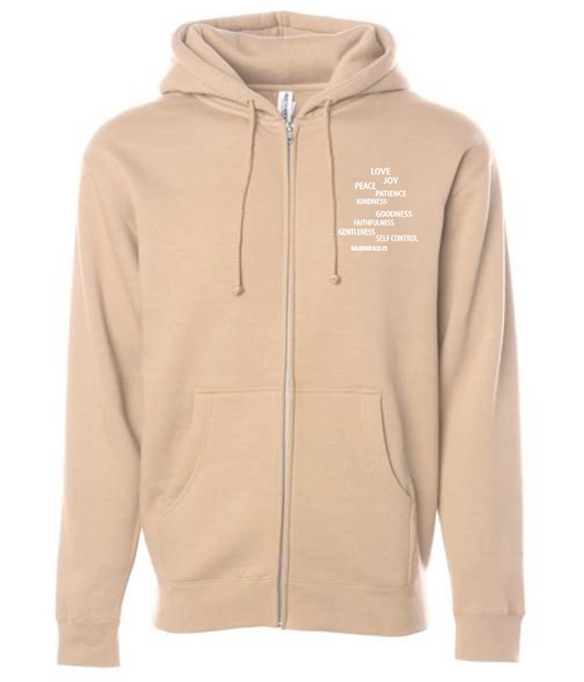 Fruit of the Spirit: Independent Trading Elevated Full Zip Hooded Sweatshirt (sandstone)