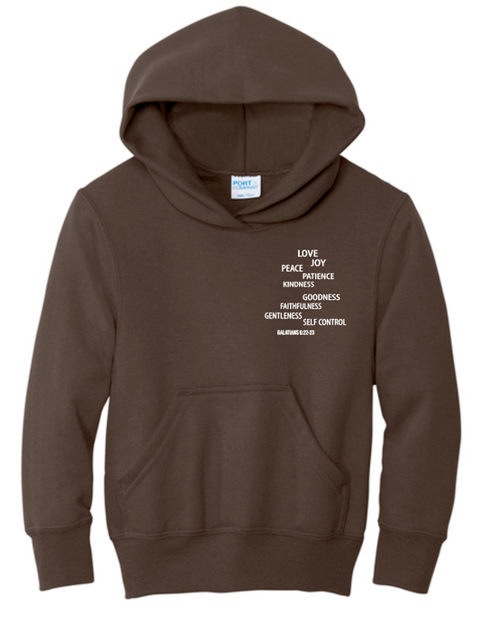 Fruit of the Spirit: Port & Co Basic Hooded Sweatshirt (brown)