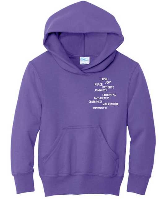 Fruit of the Spirit: Port & Co Basic Hooded Sweatshirt (purple)