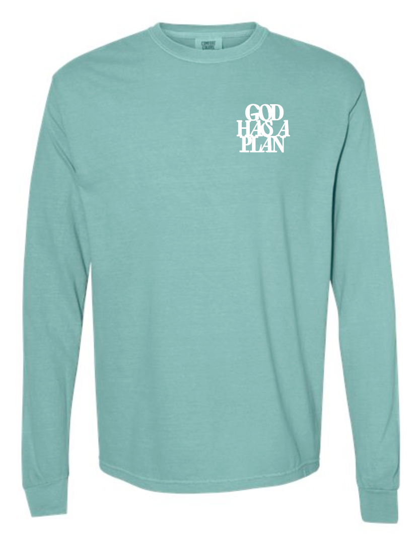 God Has a Plan: Comfort Colors L/S T-shirt (seafoam)