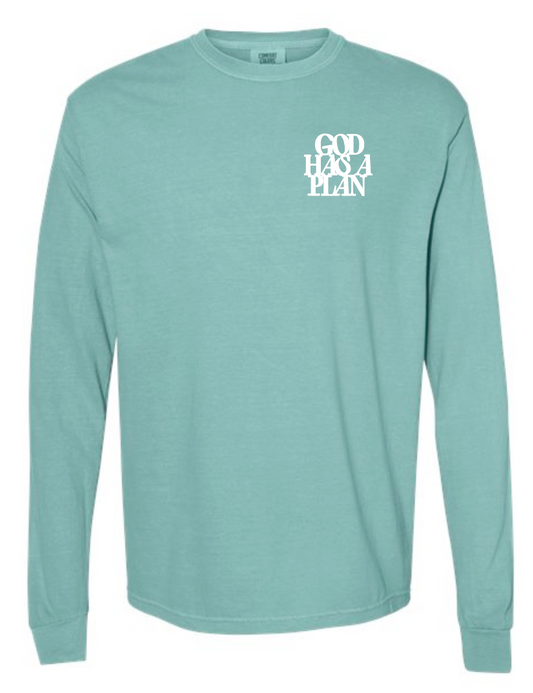God Has a Plan: Comfort Colors L/S T-shirt (seafoam)