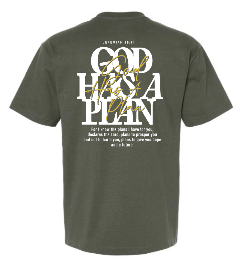 God Has a Plan: American Apparel Premium S/S T-shirt (mil green)