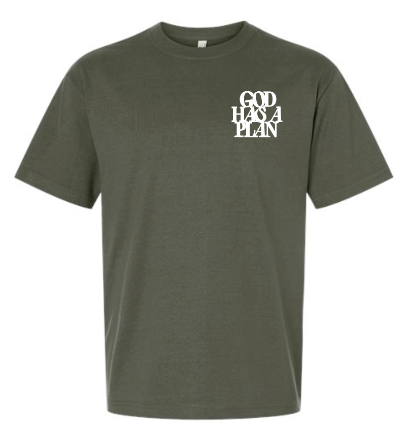 God Has a Plan: American Apparel Premium S/S T-shirt (mil green)