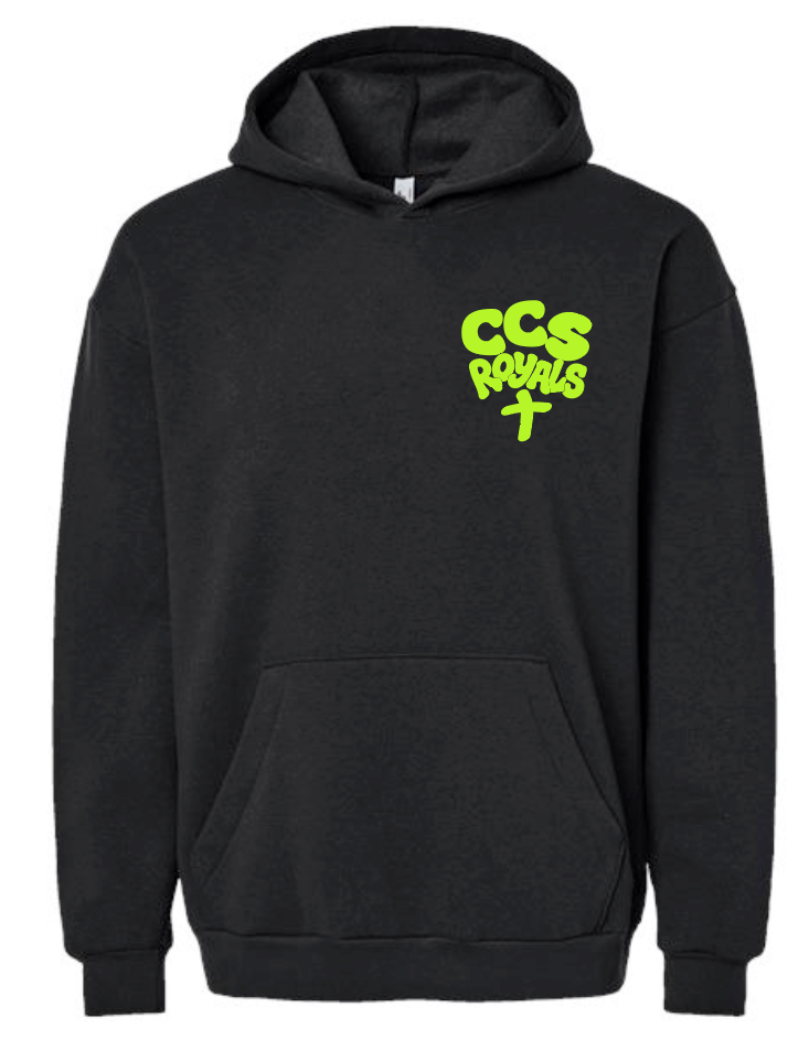 Neon Puff~Green: Gildan Basic Hooded Sweatshirt (black)