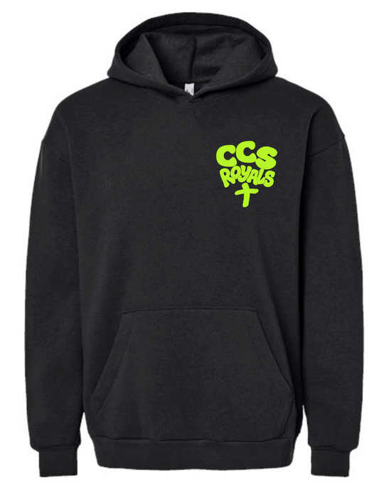 Neon Puff~Green: Gildan Basic Hooded Sweatshirt (black)
