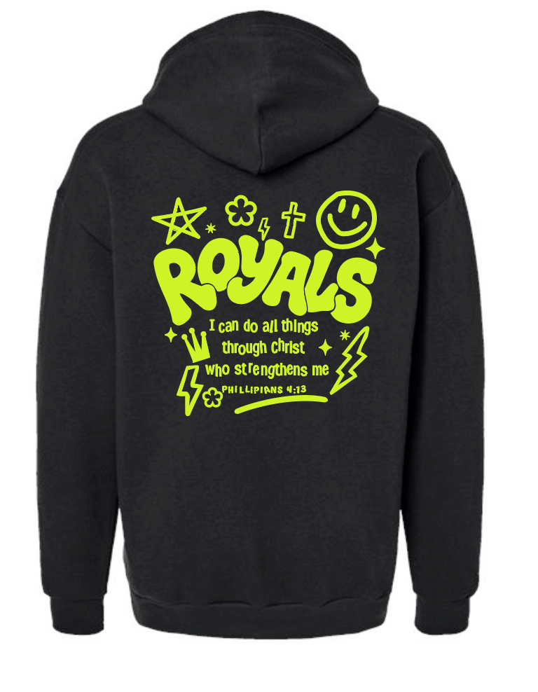 Neon Puff~Green: Gildan Basic Hooded Sweatshirt (black)