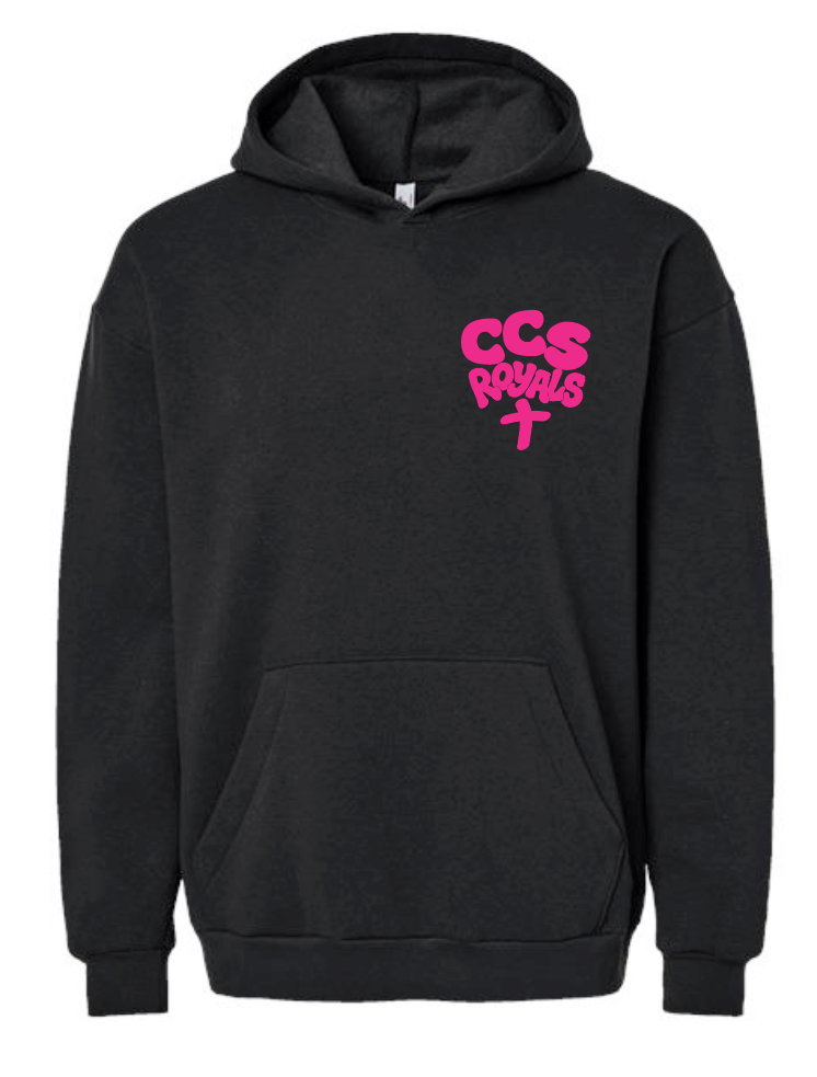 Neon Puff~Pink: Gildan Basic Hooded Sweatshirt (black)