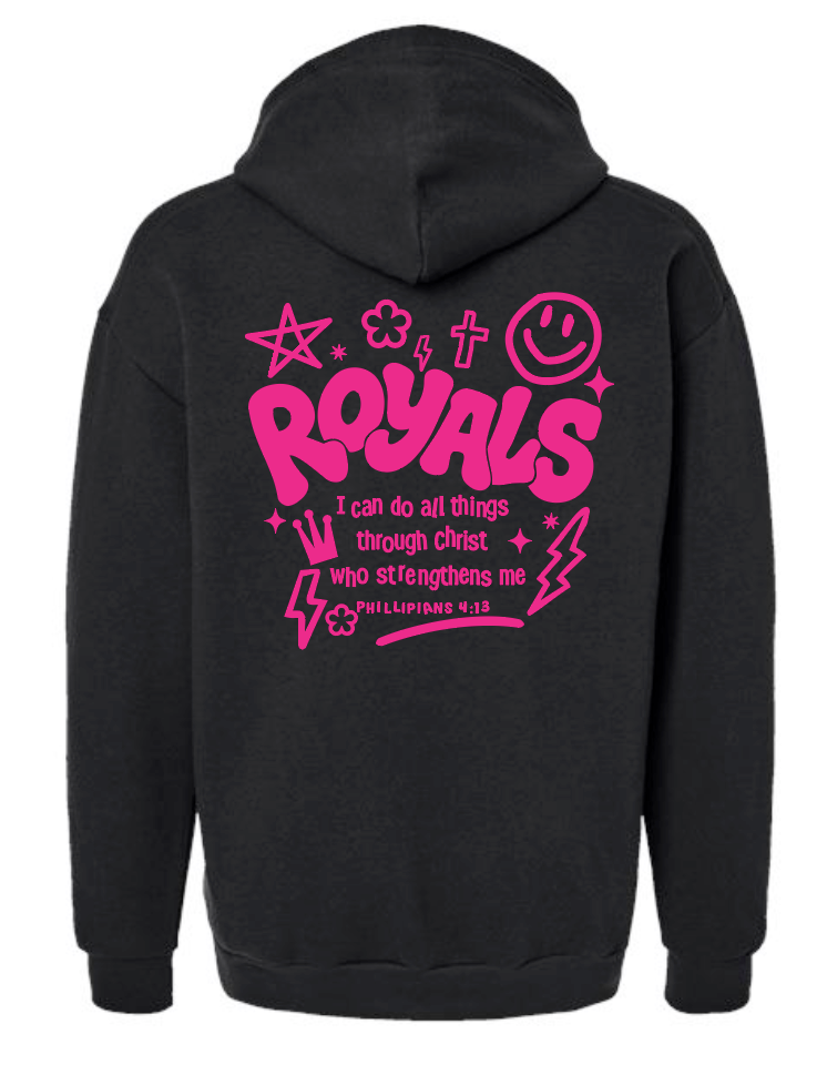 Neon Puff~Pink: Gildan Basic Hooded Sweatshirt (black)
