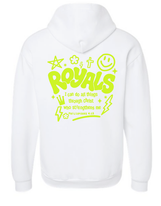 Neon Puff~Green: Gildan Basic Hooded Sweatshirt (white)