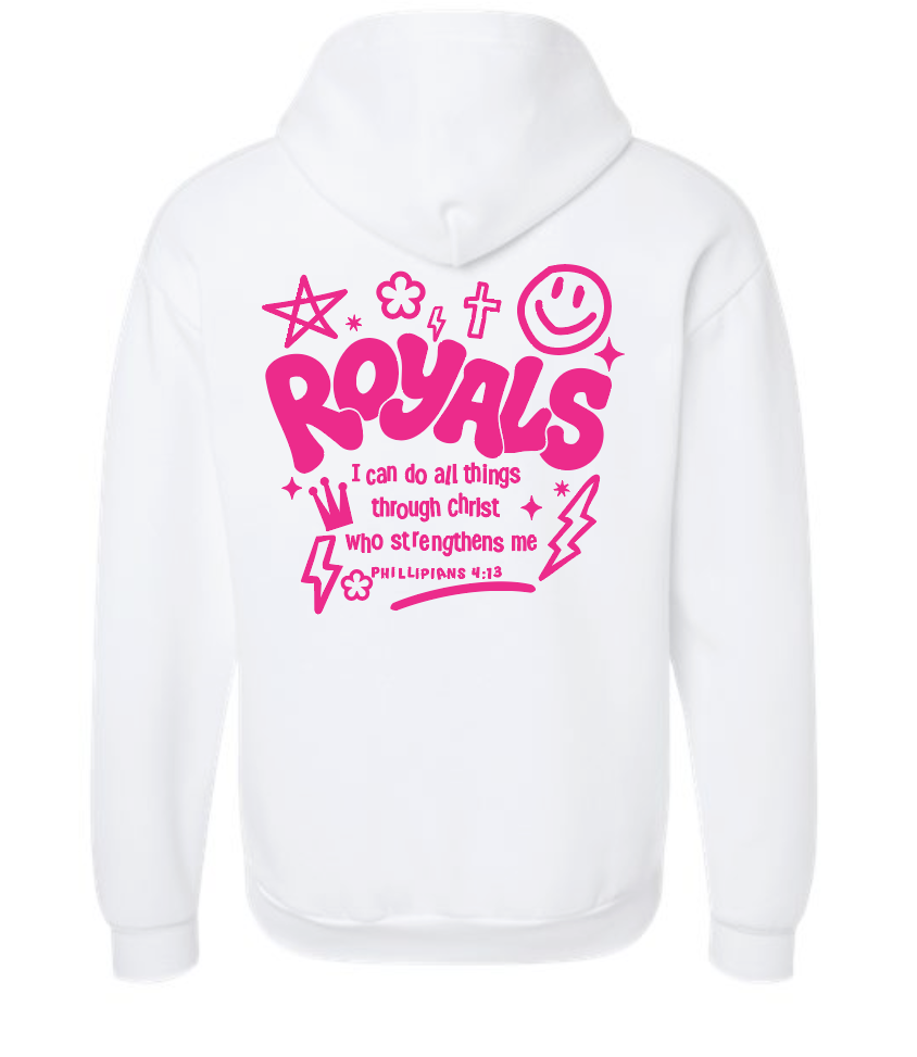 Neon Puff~Pink: Gildan Basic Hooded Sweatshirt (white)