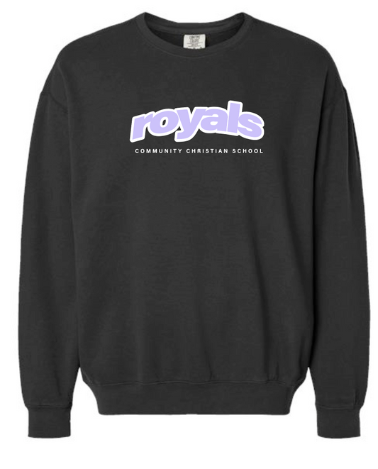Royals (screenprint):  Independent Trading Fleece Crewneck Sweatshirt (black)