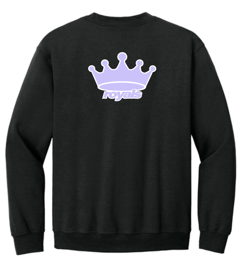 Royals (screenprint):  Independent Trading Fleece Crewneck Sweatshirt (black)