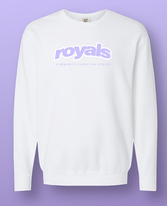 Royals (screenprint):  Independent Trading Fleece Crewneck Sweatshirt (white)
