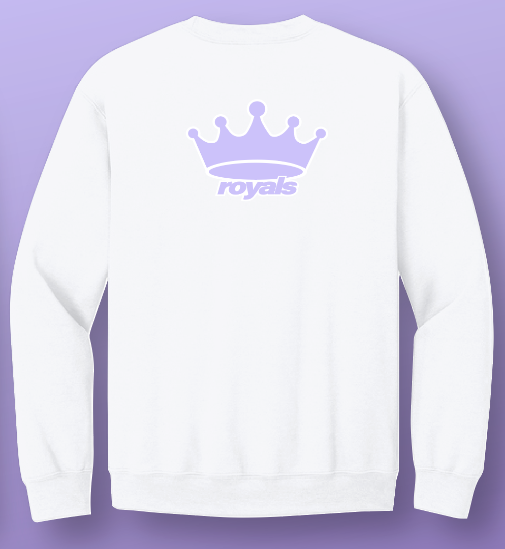 Royals (screenprint):  Independent Trading Fleece Crewneck Sweatshirt (white)