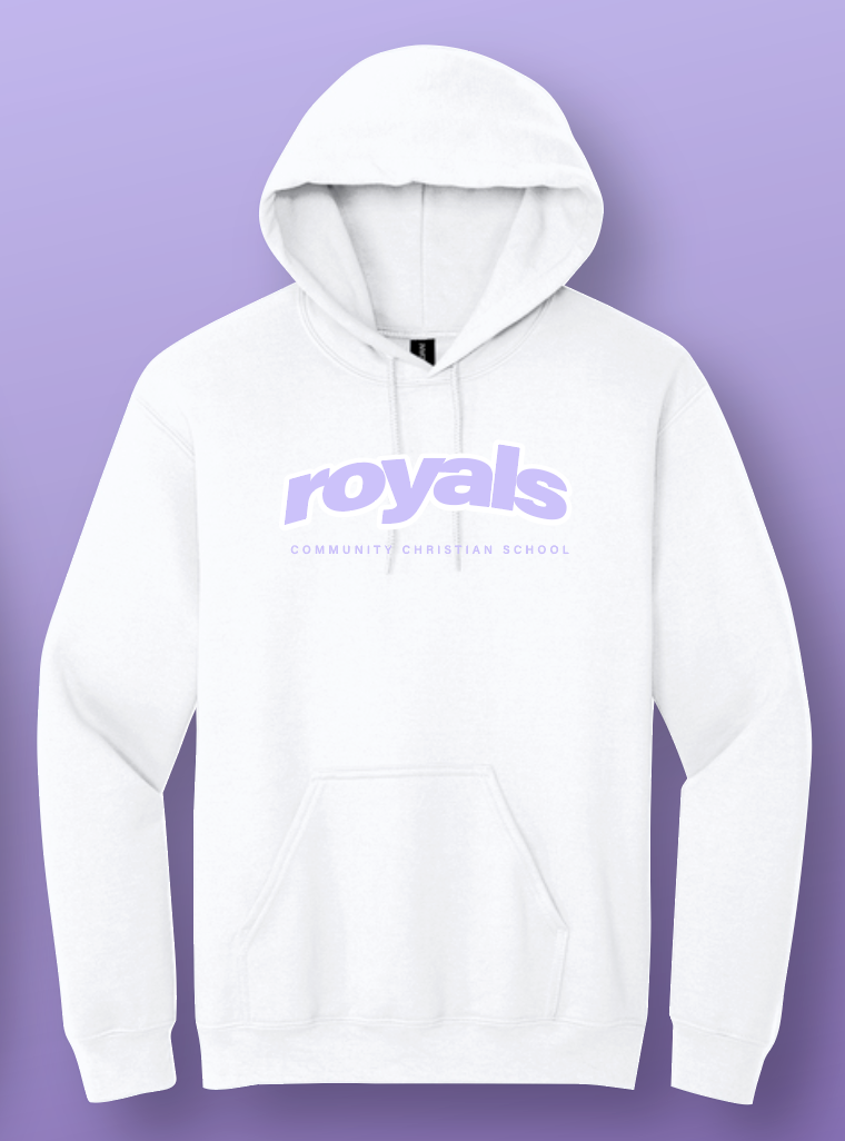 Royals (screenprint):  Independent Trading Fleece Hooded Sweatshirt (white)