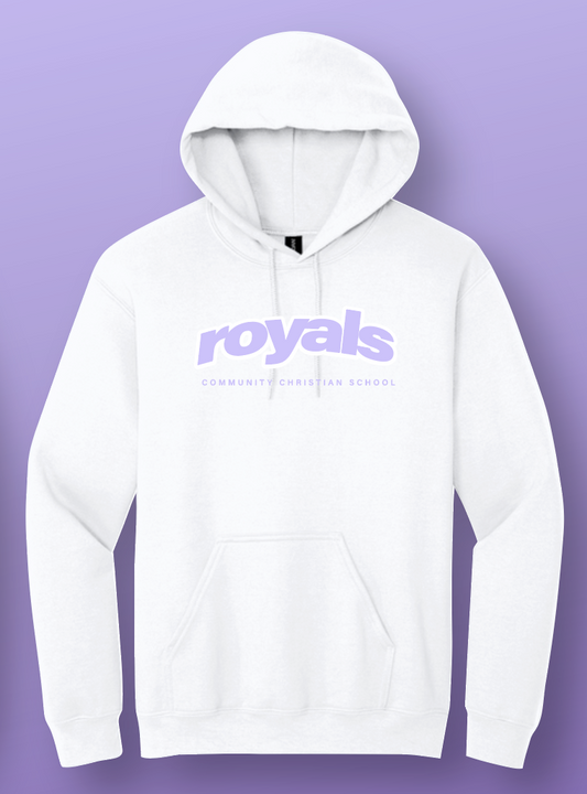 Royals (screenprint):  Independent Trading Fleece Hooded Sweatshirt (white)