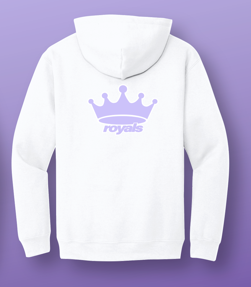 Royals (screenprint):  Independent Trading Fleece Hooded Sweatshirt (white)