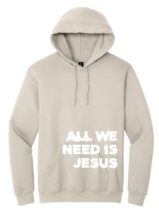 All We Need is Jesus: Softstyle Elevated Hooded Sweatshirt (sand)